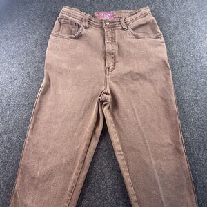 Denim & Co High-Waisted Tapered Mom Jeans in Brown Denim Size 10
